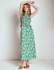 Carolina Smocked Midi Dress-Rich Emerald, Ornate Vine / Boden Outlet