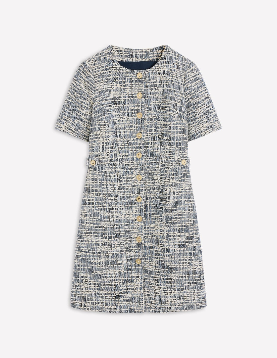 Textured Tab Short Dress-Blue and White Texture / Boden Discount