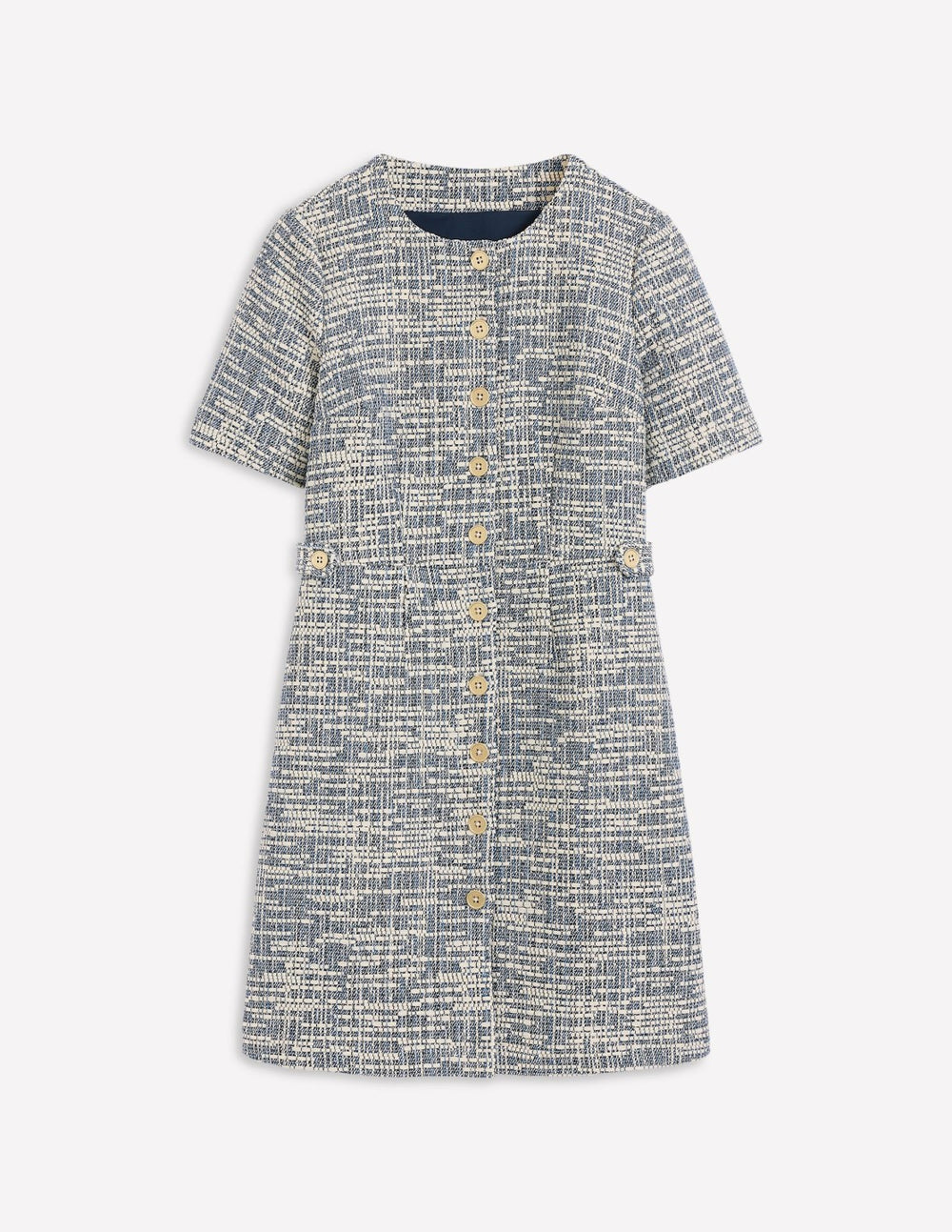 Textured Tab Short Dress-Blue and White Texture / Boden Discount