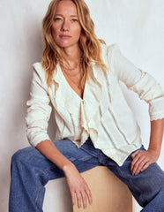 Ruffle Embroidered Blouse-Warm Ivory / Boden On sale