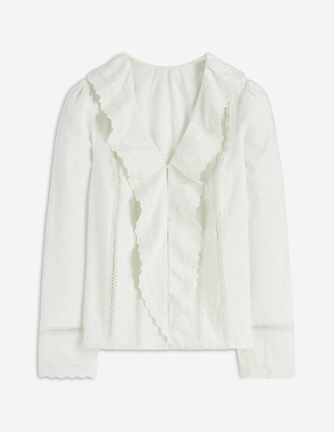 Ruffle Embroidered Blouse-Warm Ivory / Boden On sale