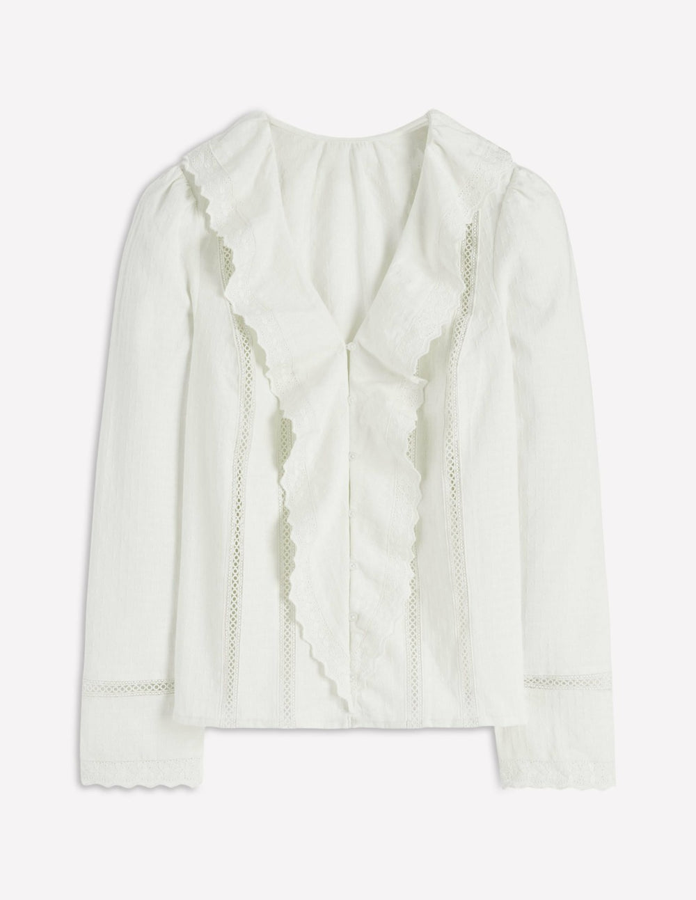 Ruffle Embroidered Blouse-Warm Ivory / Boden On sale