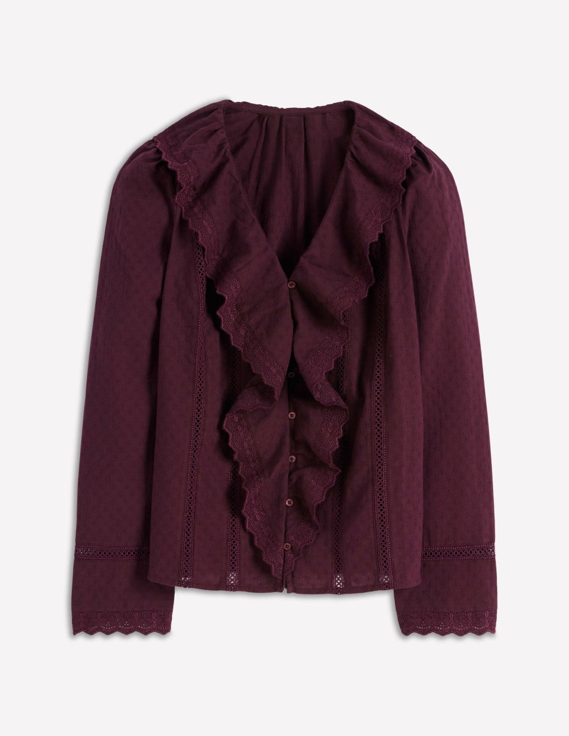 Ruffle Embroidered Blouse-Dark Cherry / Boden us