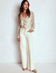 Ruffle Detail Lace Blouse-Ivory / Boden Online