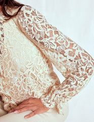 Ruffle Detail Lace Blouse-Ivory / Boden Online