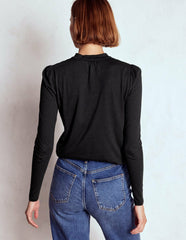 Tie Neck Supersoft Top-Black / Boden Outlet