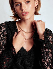 Ruffle Detail Lace Blouse-Black / Boden Discount