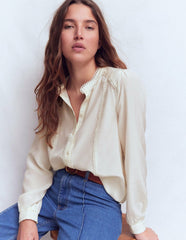 Rhea Trim Detail Silk Top-Ivory / Boden On sale