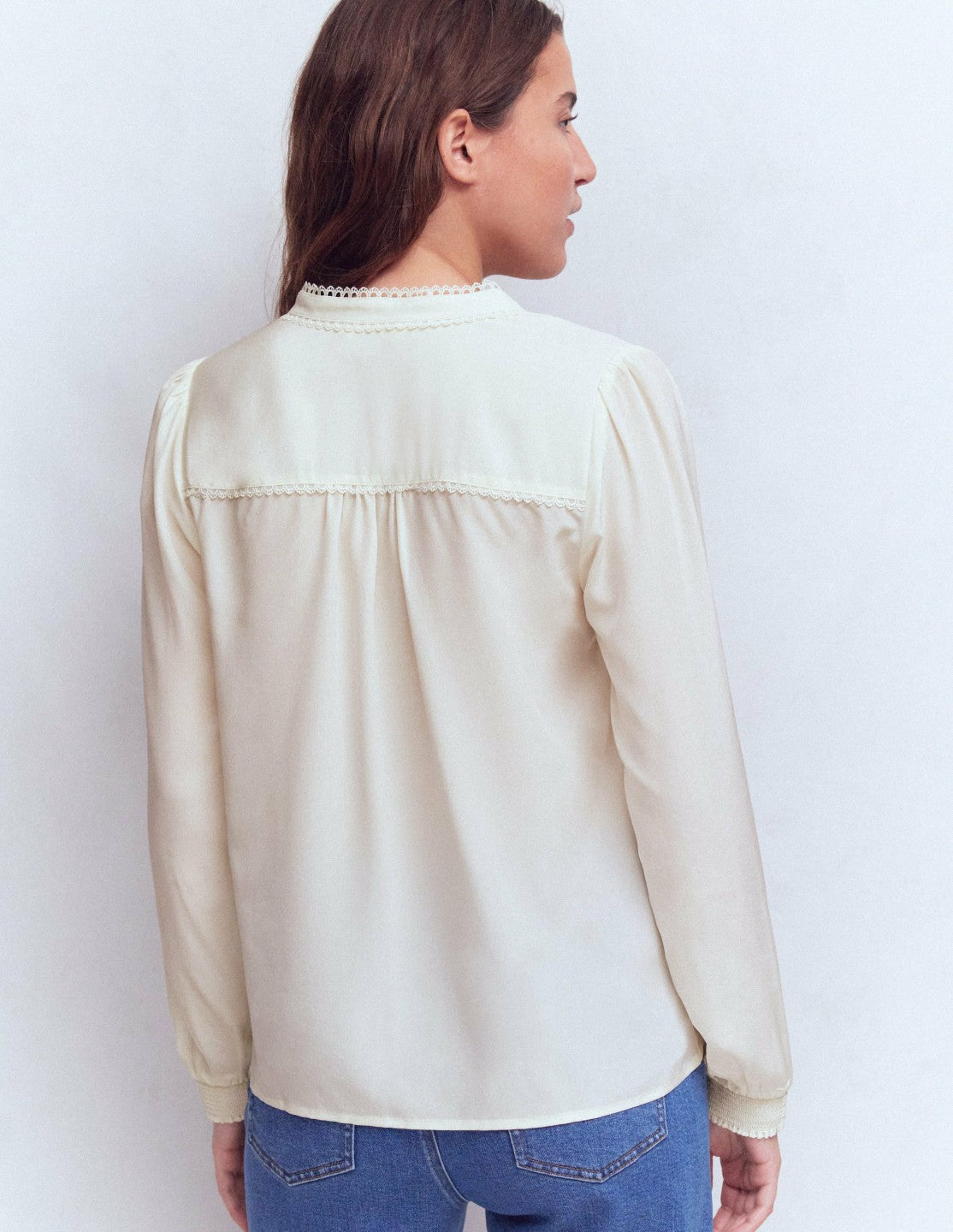 Rhea Trim Detail Silk Top-Ivory / Boden On sale