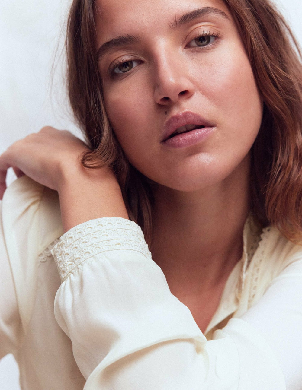 Rhea Trim Detail Silk Top-Ivory / Boden On sale