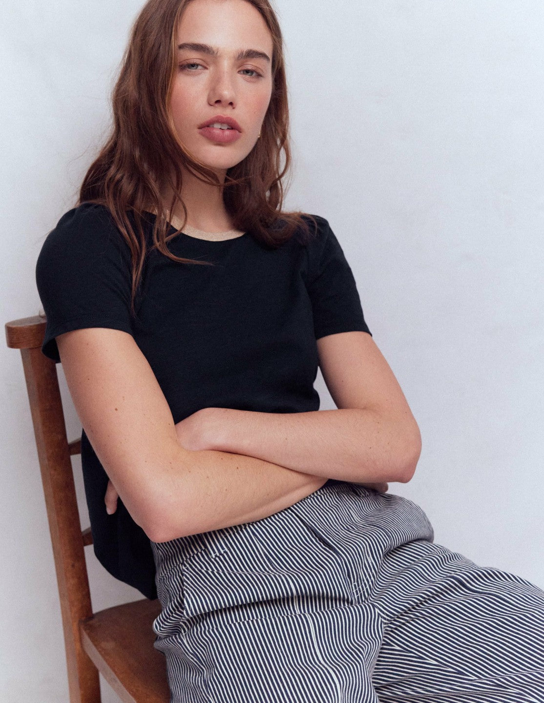 Metallic Trim T-Shirt-Navy / Boden Outlet