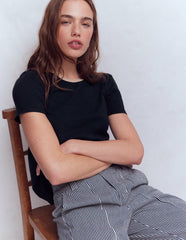 Metallic Trim T-Shirt-Navy / Boden Outlet