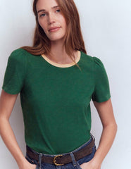 Metallic Trim T-Shirt-Trekking Green / Boden Sale