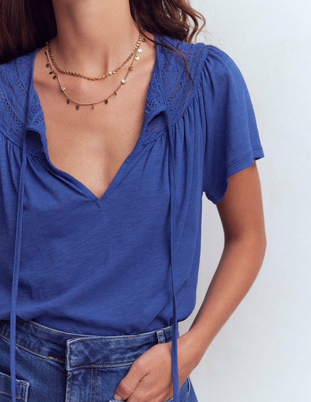 Edi Trim Detail T-shirt-Beaucoup Blue / Boden Online