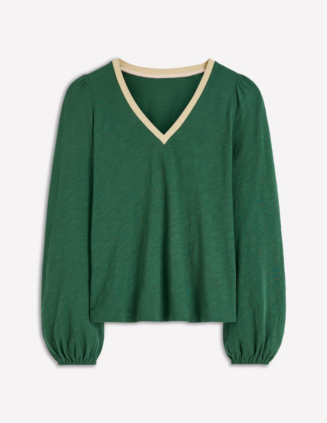 Metallic Trim V-neck Top-Trekking Green / Boden Discount