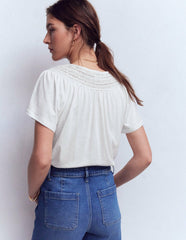 Edi Trim Detail T-shirt-White / Boden On sale