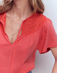 Edi Trim Detail T-shirt-Porcelain Rose / Boden