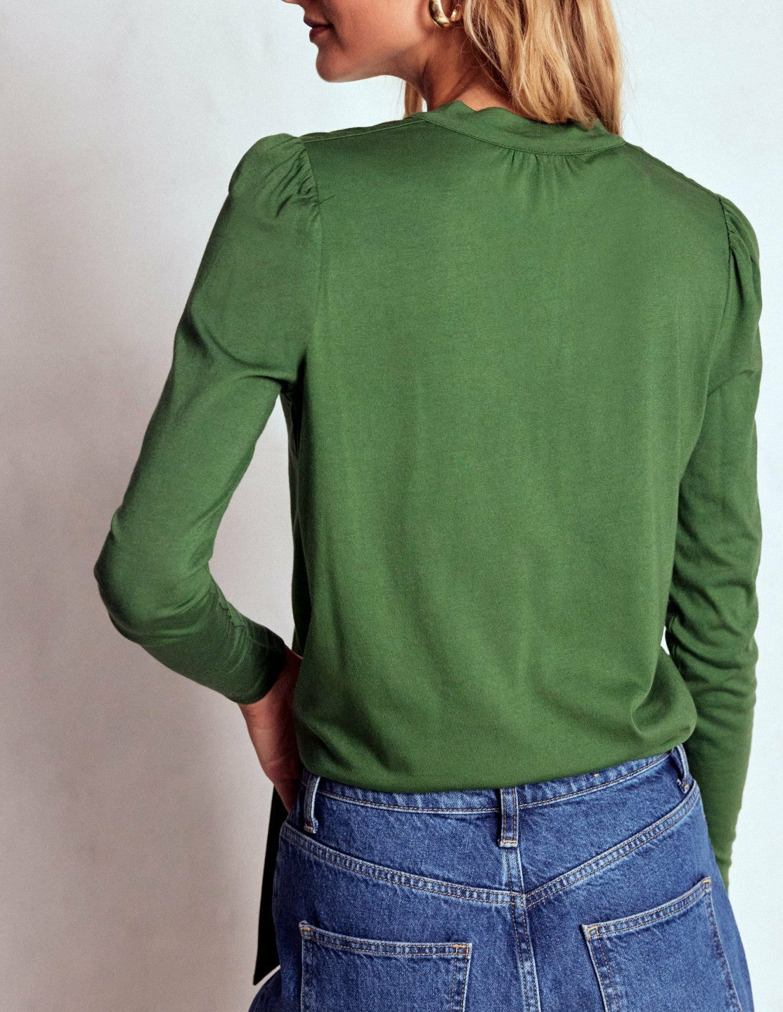 Tie Neck Supersoft Top-Hunter Green / Boden Online
