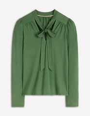 Tie Neck Supersoft Top-Hunter Green / Boden Online