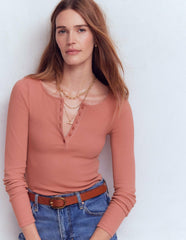 Rib Henley-Vintage Rose / Boden Outlet
