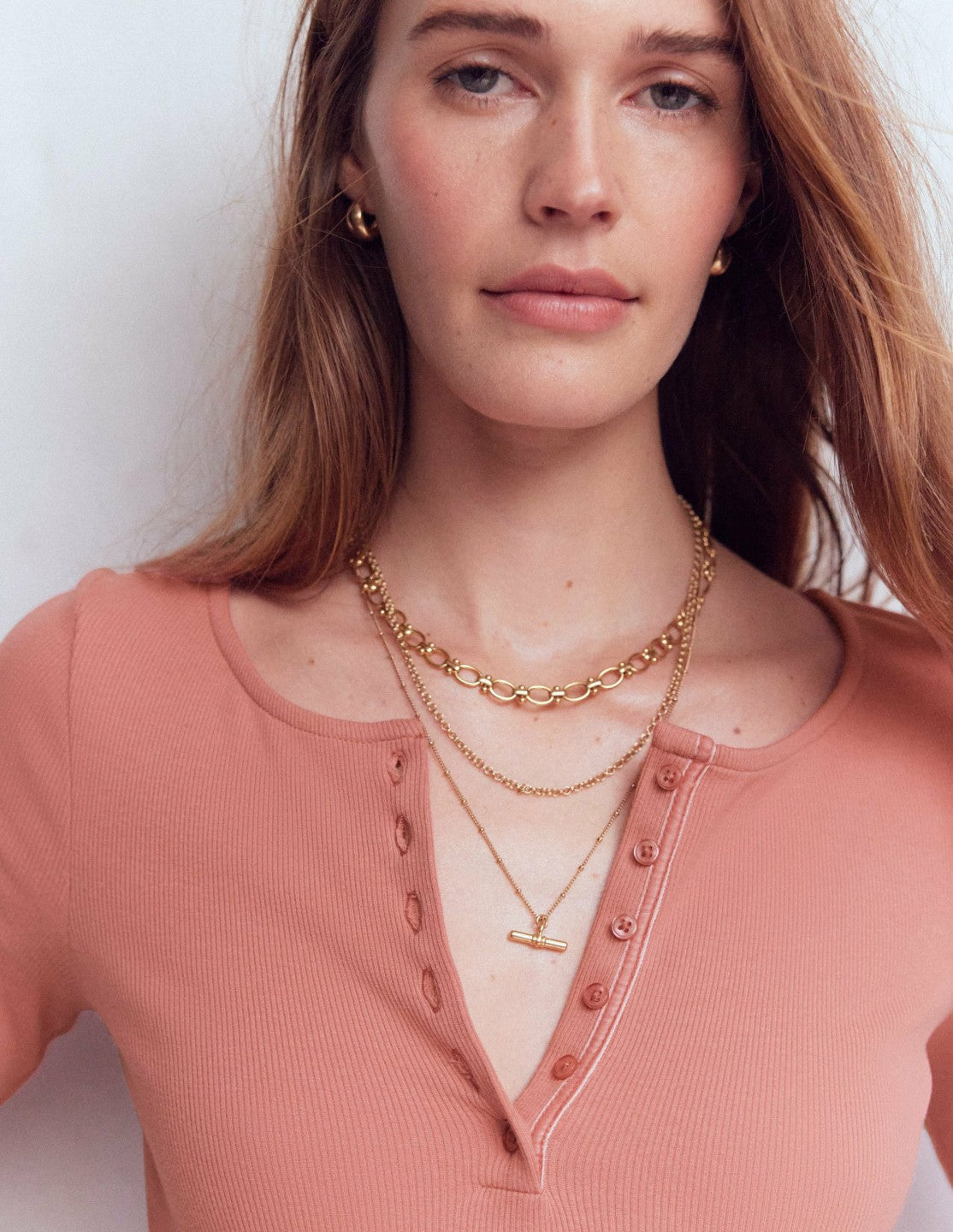 Rib Henley-Vintage Rose / Boden Outlet