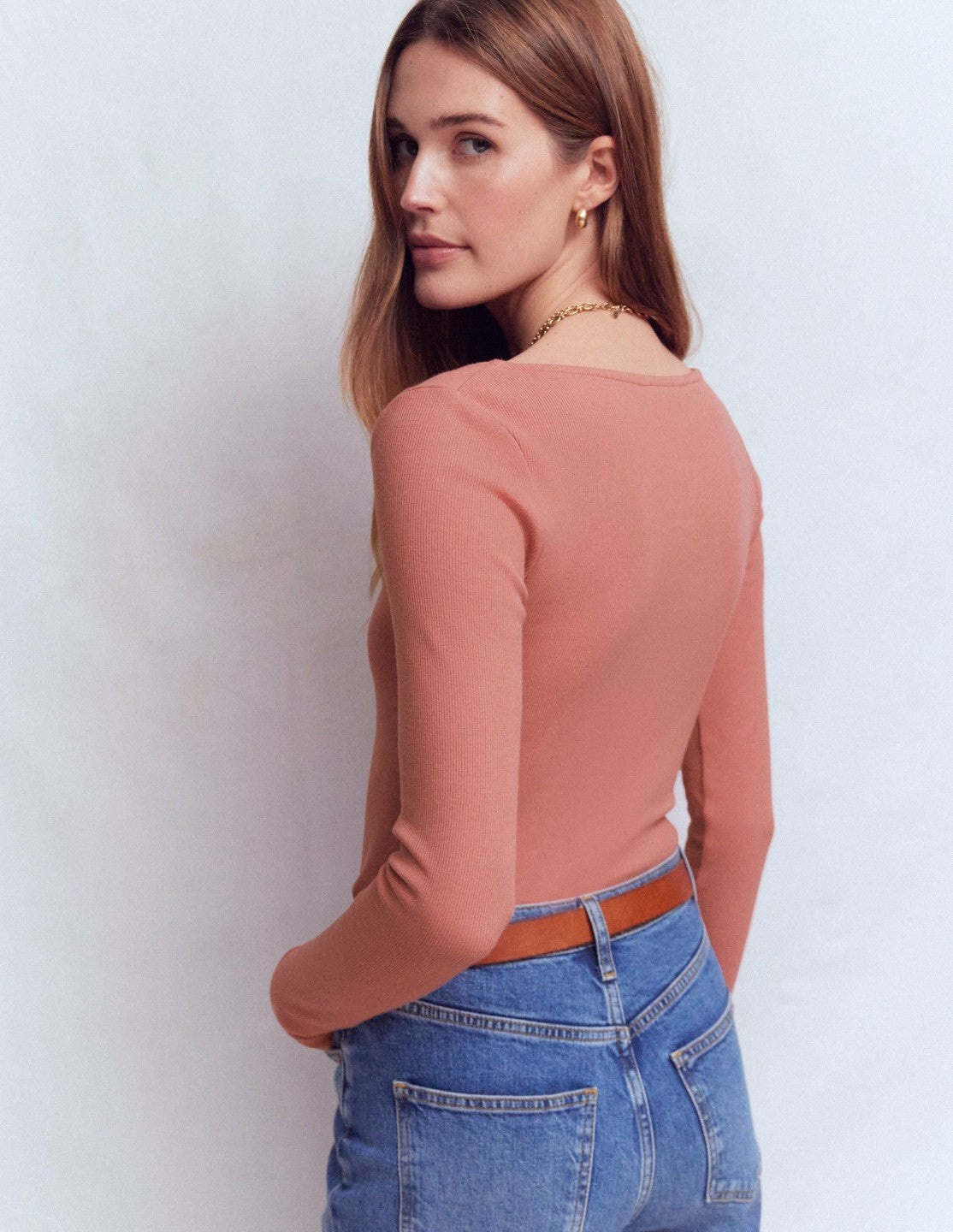 Rib Henley-Vintage Rose / Boden Outlet