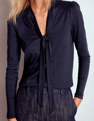 Tie Neck Supersoft Top-Navy / Boden Discount