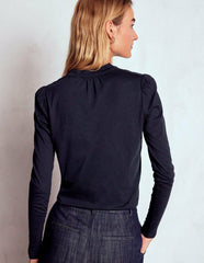 Tie Neck Supersoft Top-Navy / Boden Discount