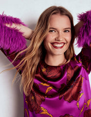 Feather Cuff Top-Regal Purple, Peony Bloom / Boden On sale