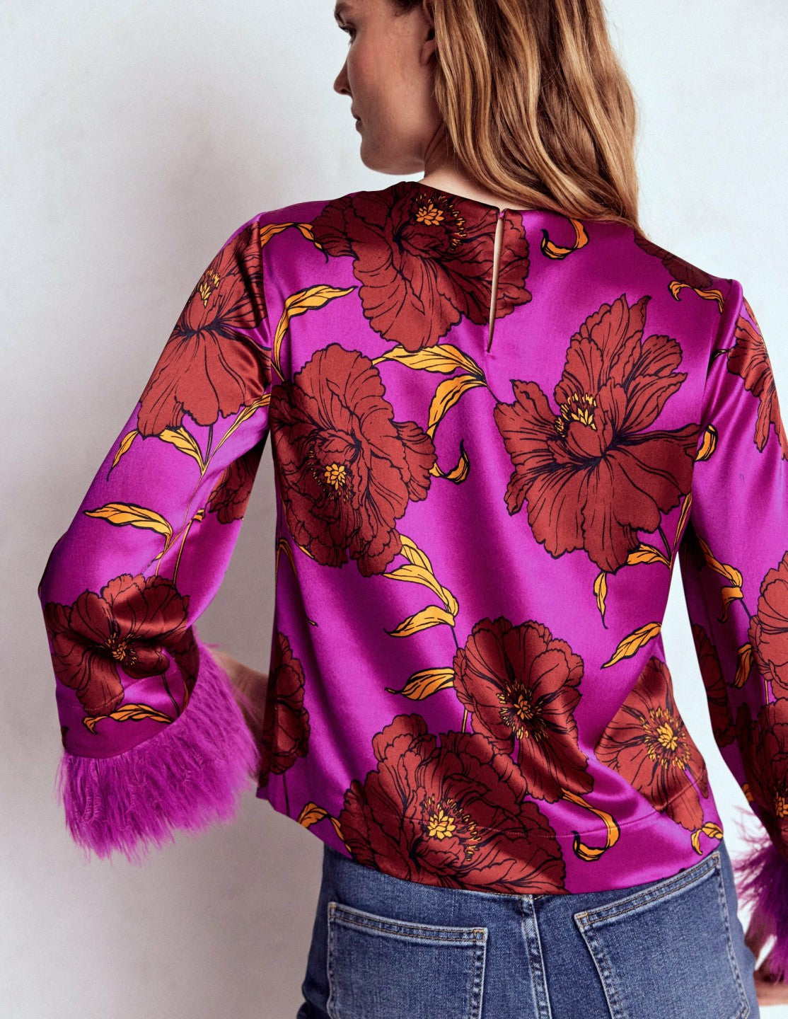 Feather Cuff Top-Regal Purple, Peony Bloom / Boden On sale