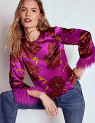 Feather Cuff Top-Regal Purple, Peony Bloom / Boden On sale