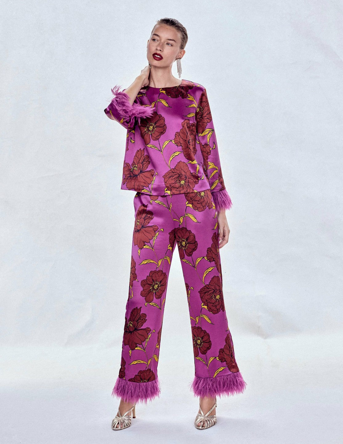 Feather Cuff Top-Regal Purple, Peony Bloom / Boden On sale