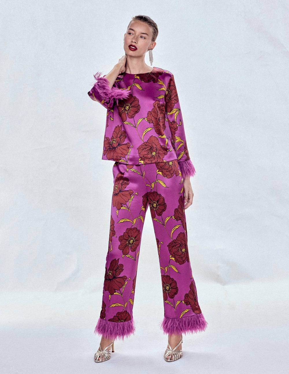 Feather Cuff Top-Regal Purple, Peony Bloom / Boden On sale