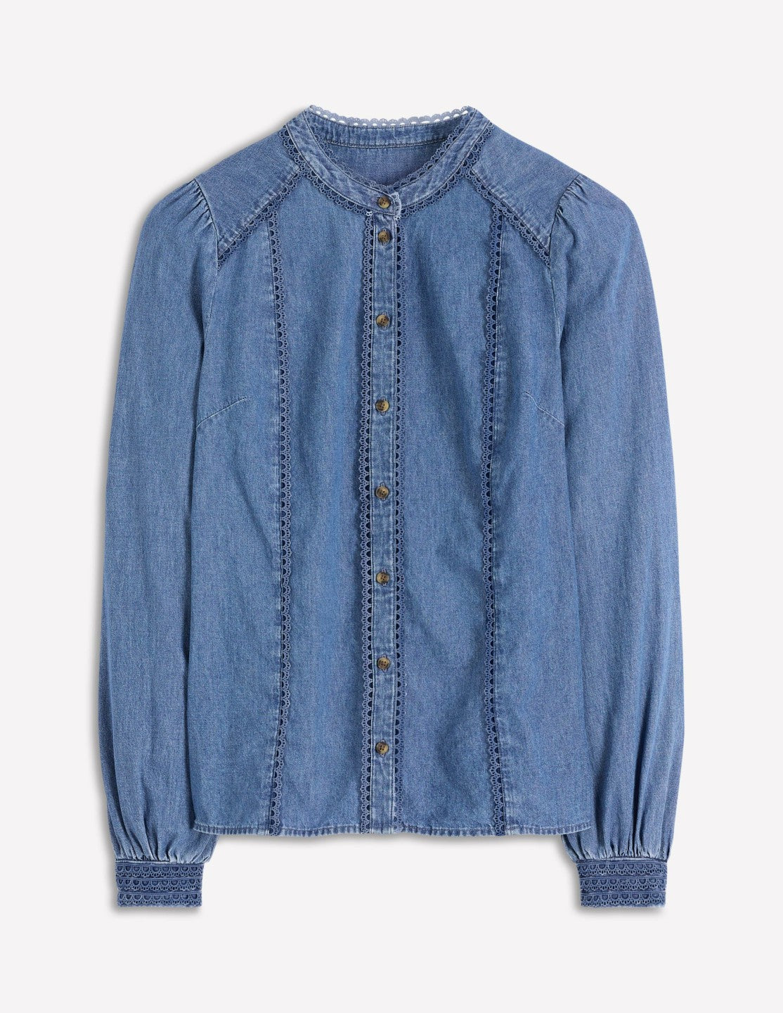 Rhea Trim Insert Denim Top-Light Vintage / Boden