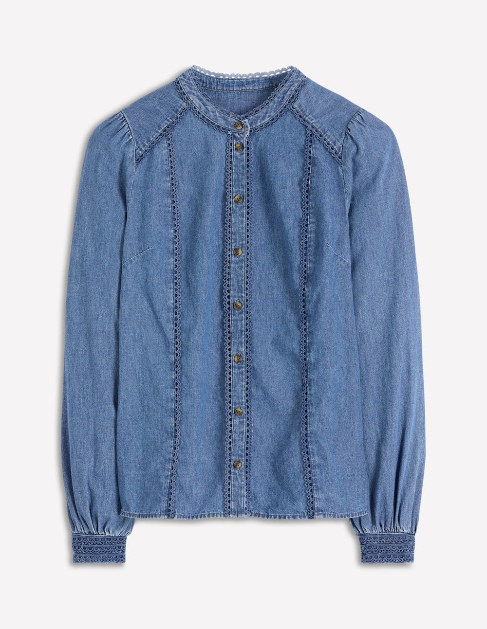 Rhea Trim Insert Denim Top-Light Vintage / Boden
