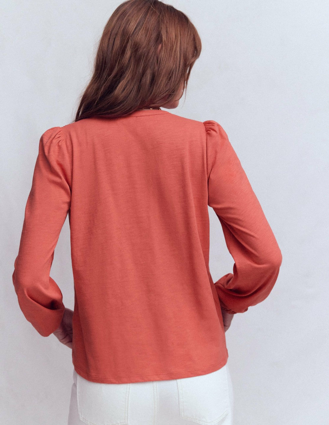Woven-Mix Notch Neck Top-Baked Apple / Boden Outlet