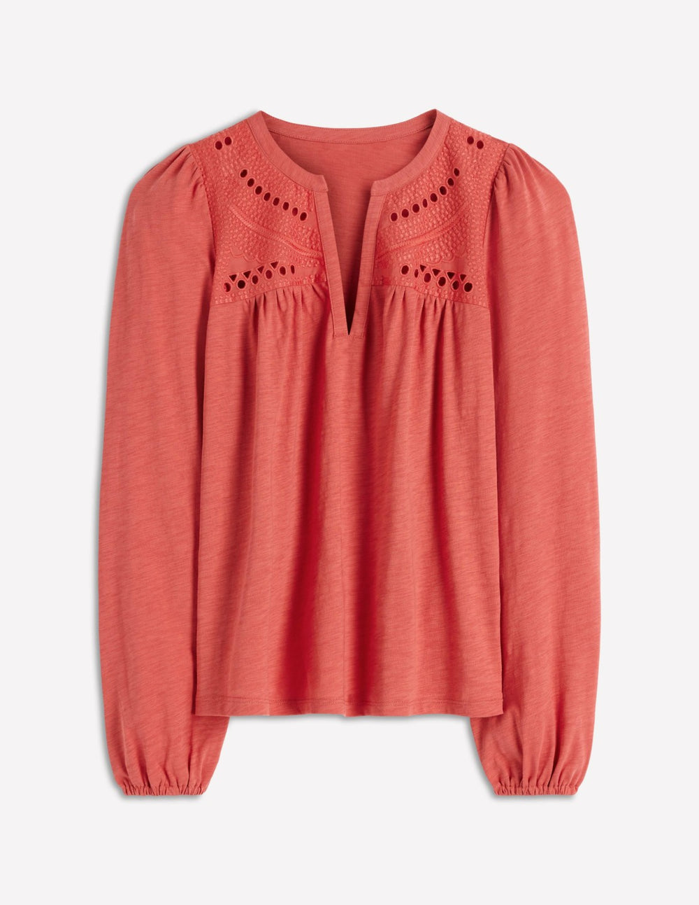 Woven-Mix Notch Neck Top-Baked Apple / Boden Outlet