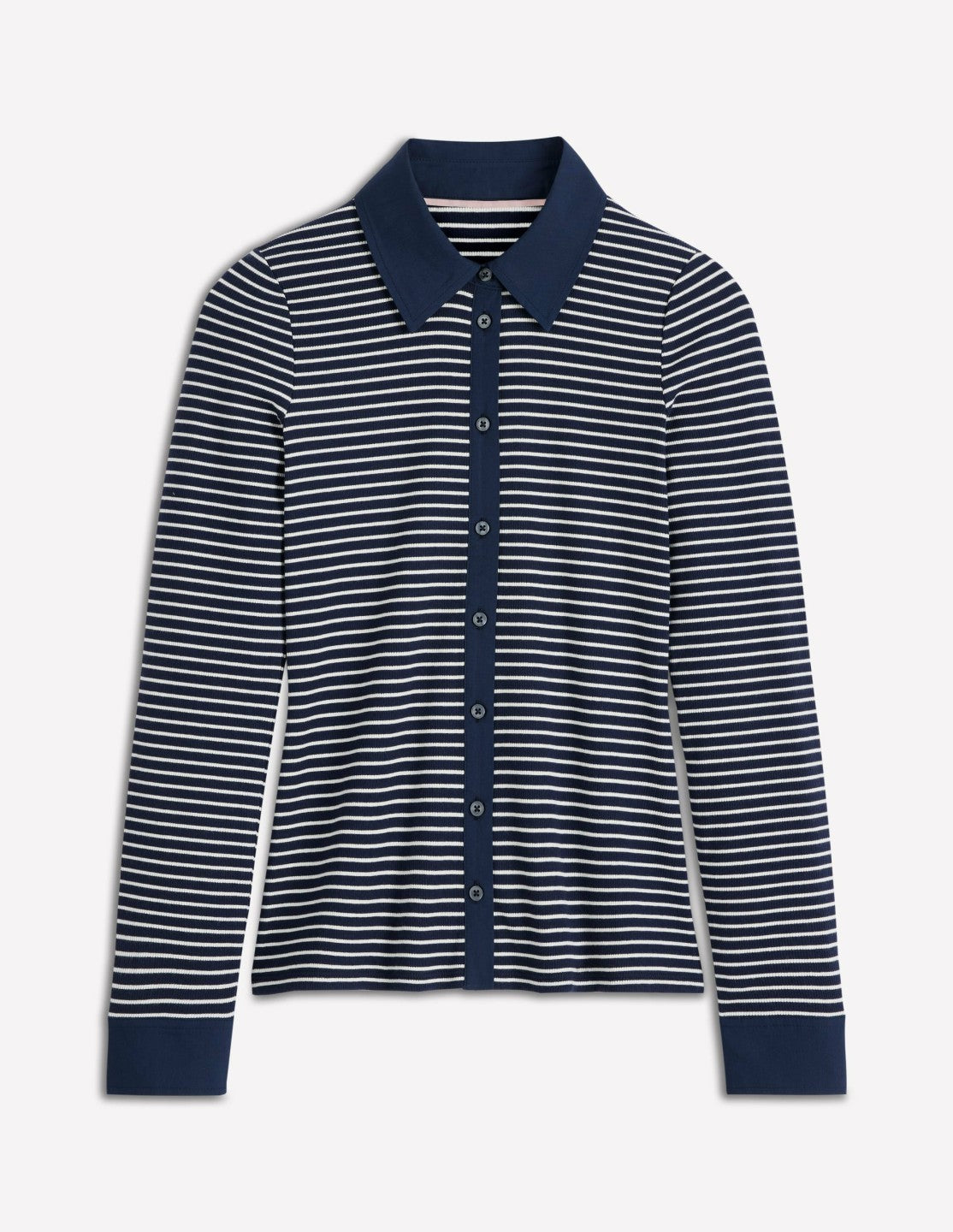 Collared Button Through Top-Navy and Ivory Stripe / Boden Discount