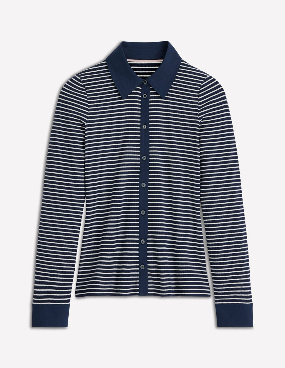 Collared Button Through Top-Navy and Ivory Stripe / Boden Discount