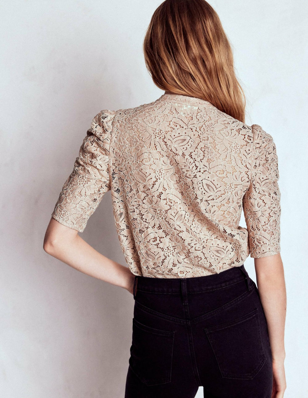 Lace Mutton Sleeve Top-Heather Rose / Boden