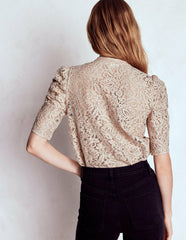 Lace Mutton Sleeve Top-Heather Rose / Boden