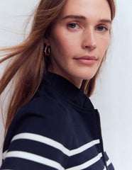 Half-Zip Frill Sweatshirt-Placement Stripe / Boden Sale