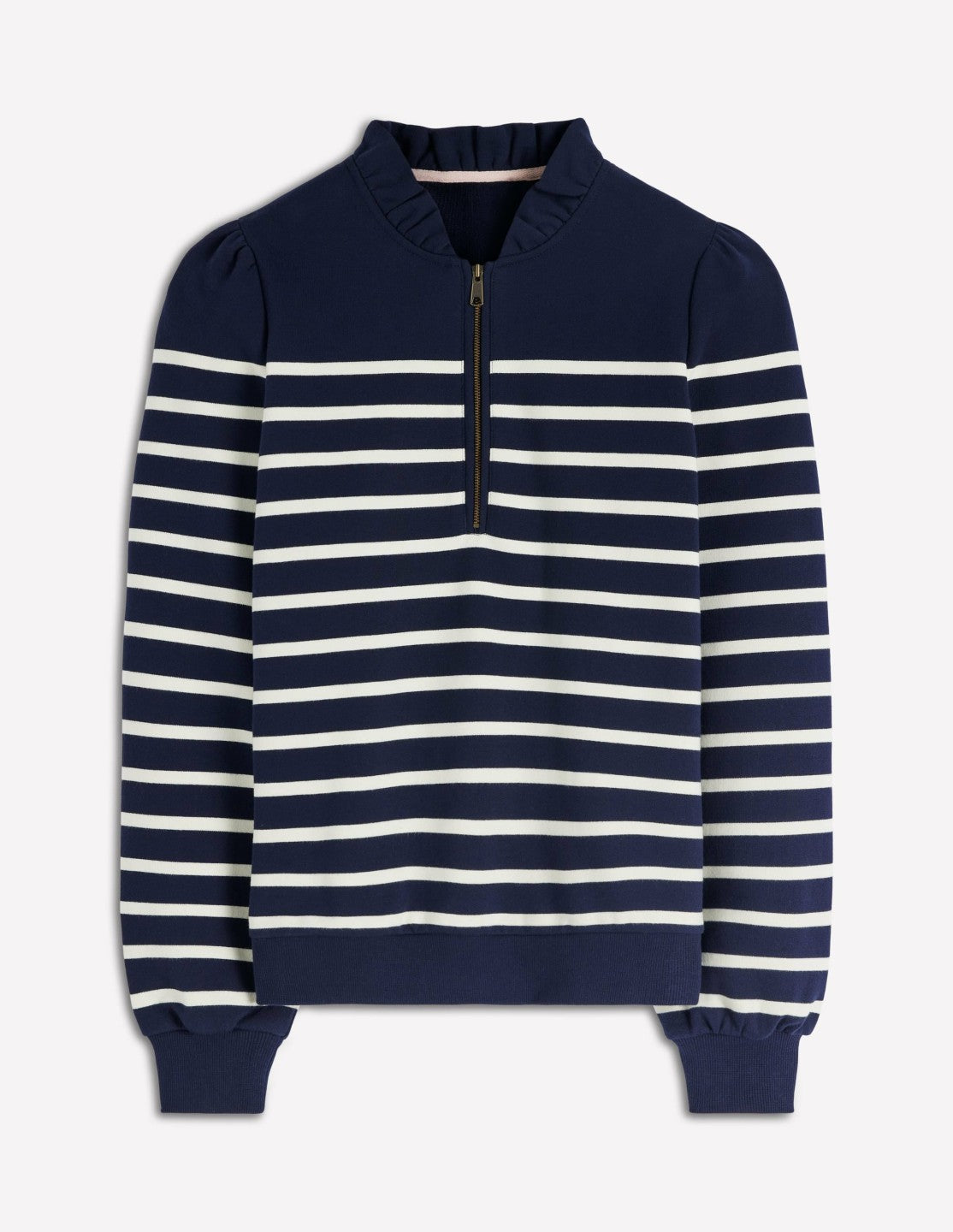 Half-Zip Frill Sweatshirt-Placement Stripe / Boden Sale
