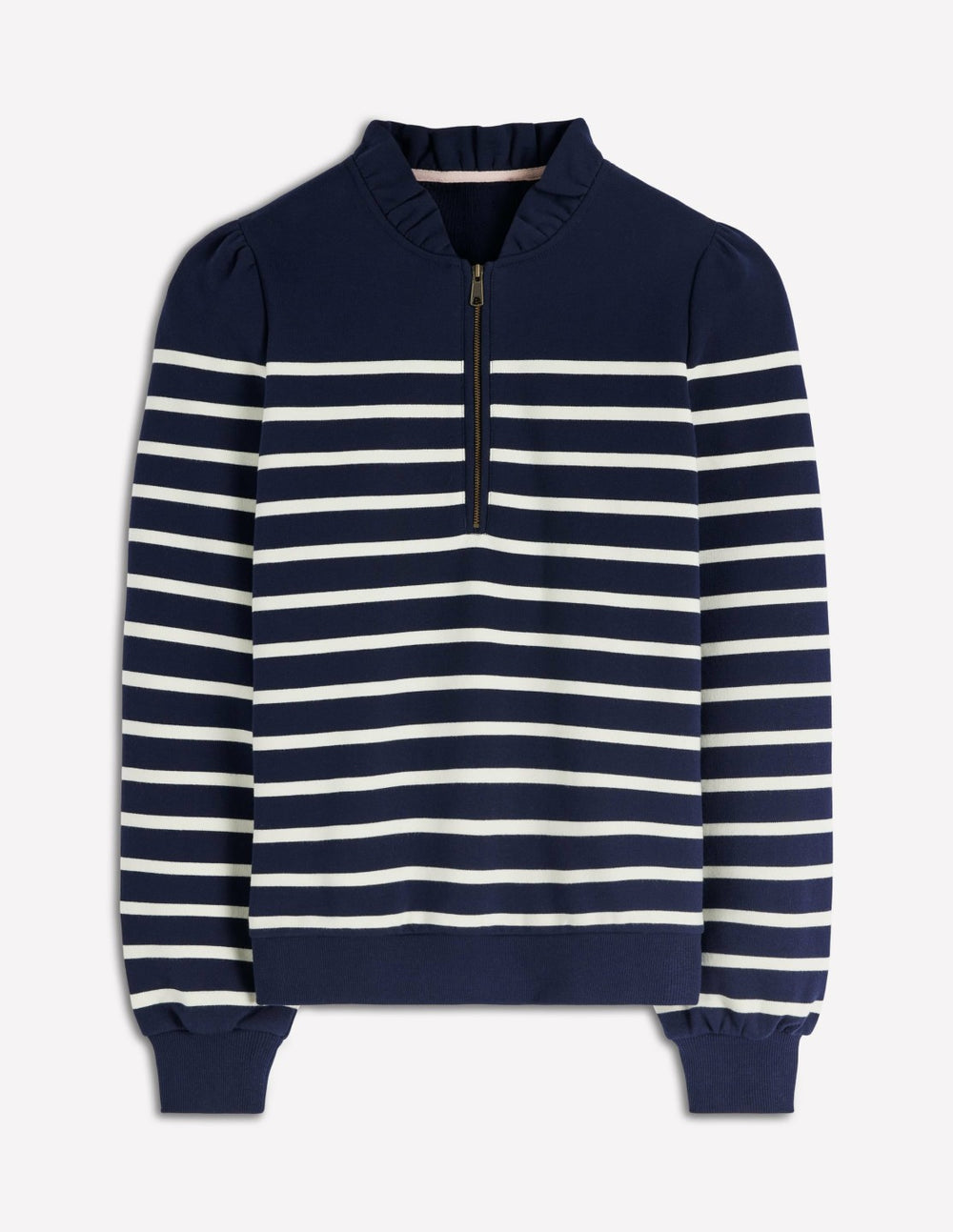 Half-Zip Frill Sweatshirt-Placement Stripe / Boden Sale