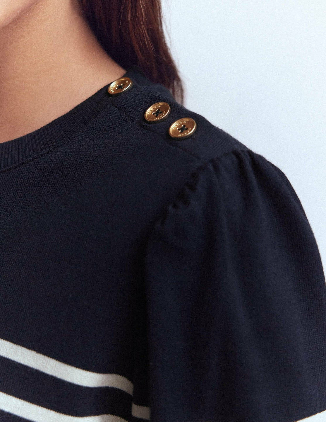 Button Shoulder Mariner-Navy and Ivory Stripe / Boden Outlet
