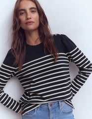 Button Shoulder Mariner-Navy and Ivory Stripe / Boden Outlet