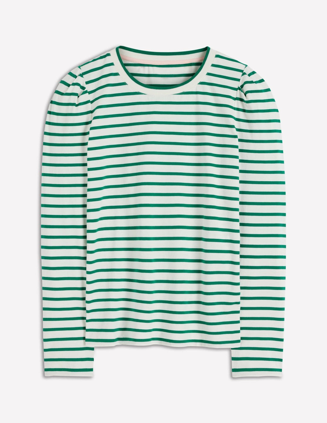 Pleat Sleeve Stripe Top-Jewel Green and Ivory Stripe / Boden Discount
