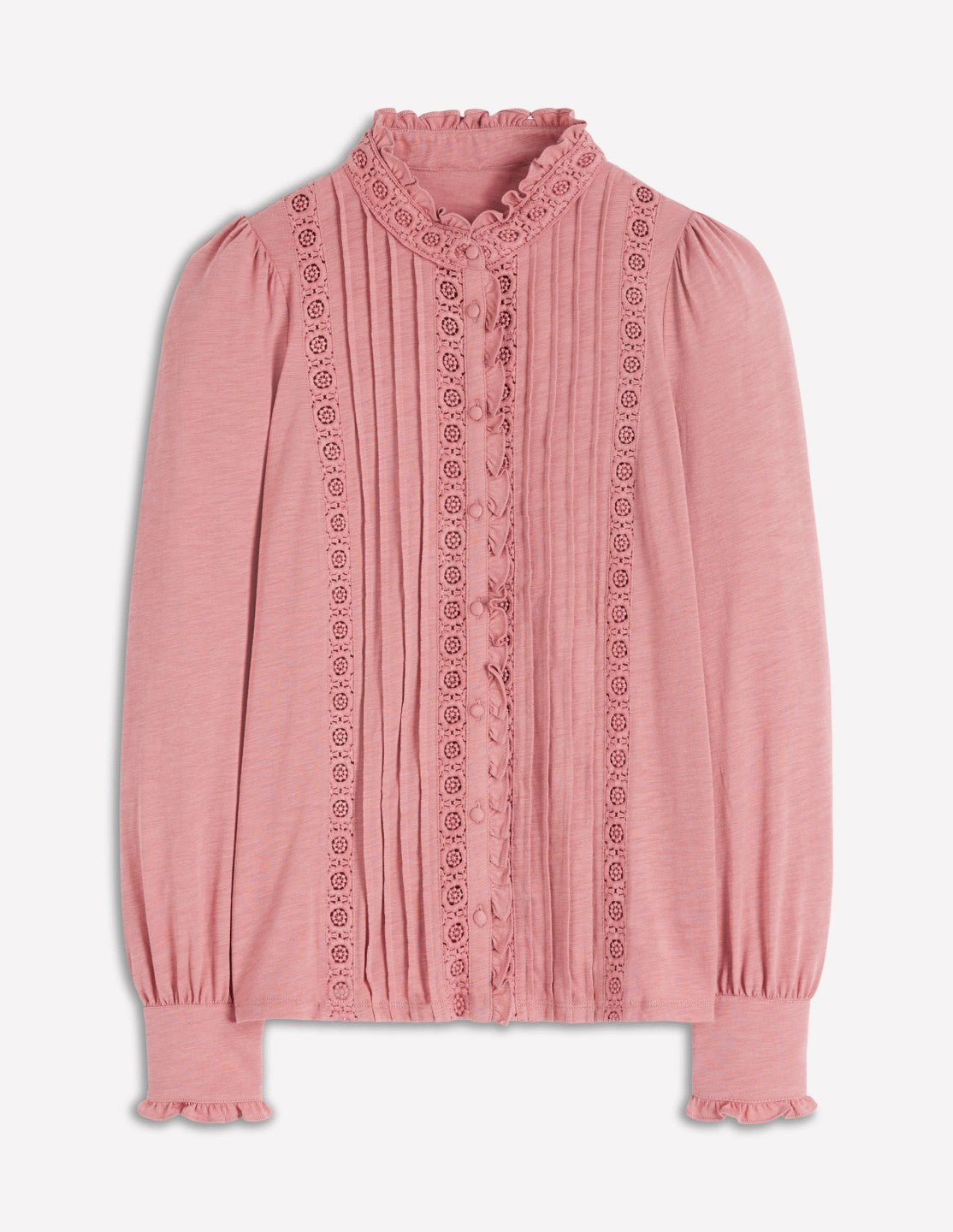 Lace Detail Jersey Shirt-Vintage Rose / Boden us
