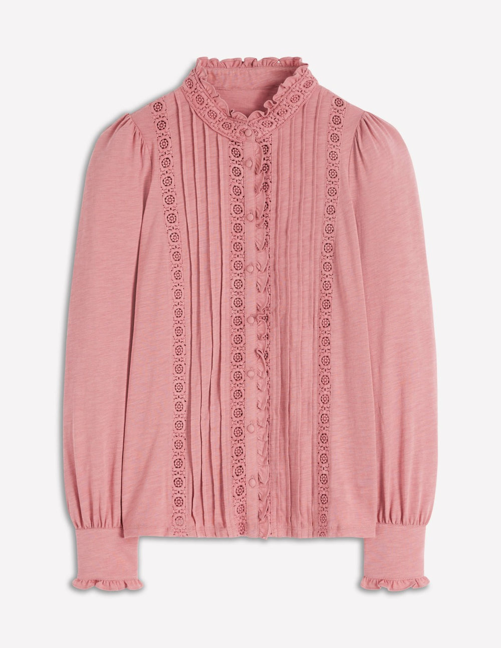 Lace Detail Jersey Shirt-Vintage Rose / Boden us