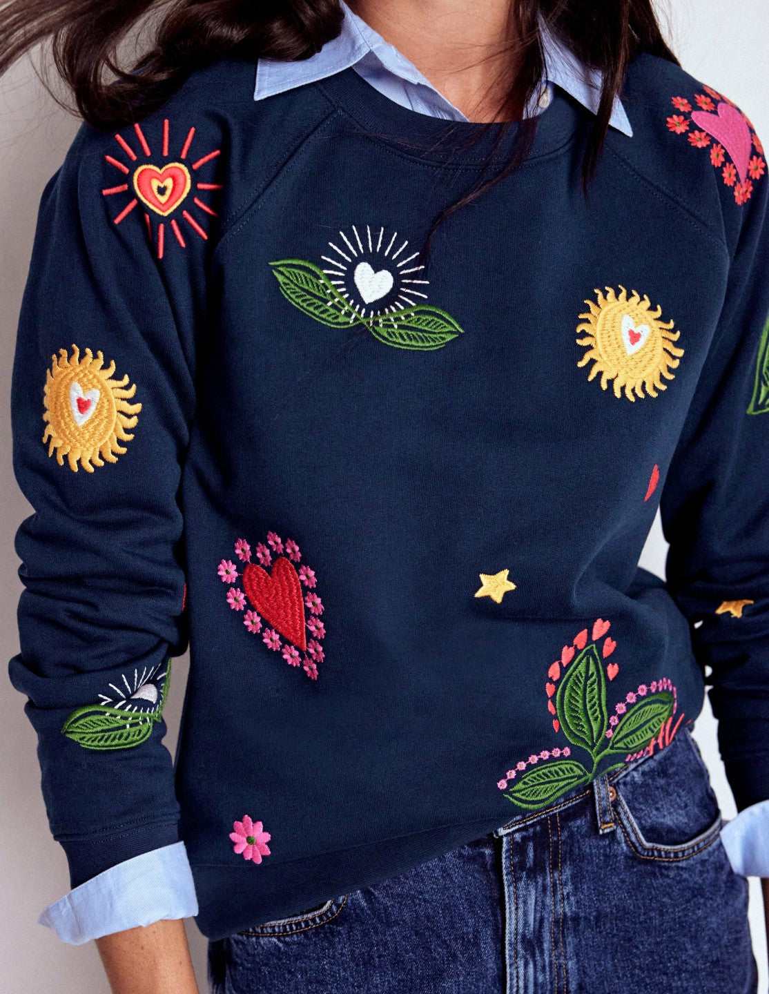 Rosa Embroidered Sweatshirt-Navy, Multi Embroidery / Boden